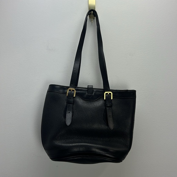 Vintage Dooney & Bourke Black All Weather Leather Pebbled Tote Gold Hardware - Picture 7 of 15